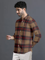 Chocolate Brown With Multy Checks Premium Cotton Shirt