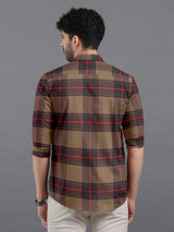 Chocolate Brown With Multy Checks Premium Cotton Shirt