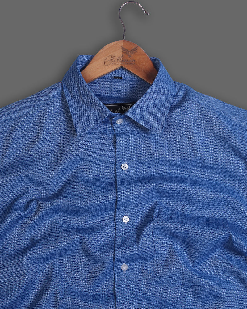 Dark Blue Pin Dot Texture Dobby Cotton Formal Shirt