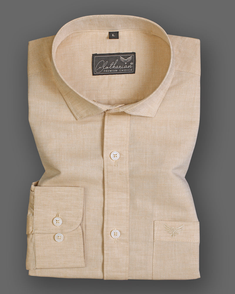 Khaki Brown Formal Solid-Plain Premium Cotton Shirt