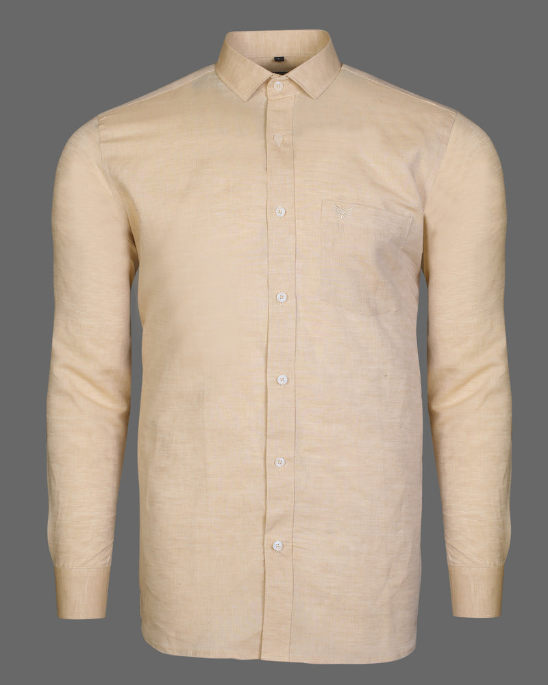 Khaki Brown Formal Solid-Plain Premium Cotton Shirt