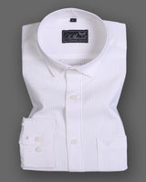 Bright White Formal Striped Premium Cotton Shirt