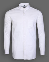 Bright White Formal Striped Premium Cotton Shirt