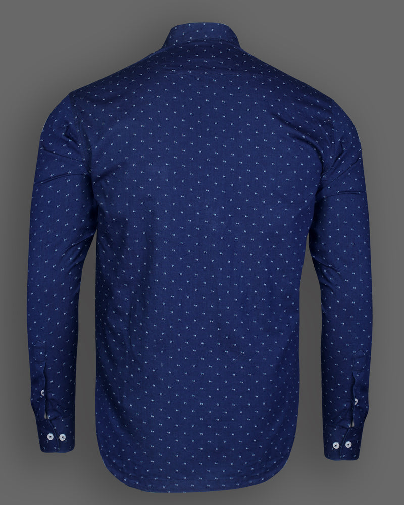 Cloud Blue Denim Print Casual Premium Kurta Shirt