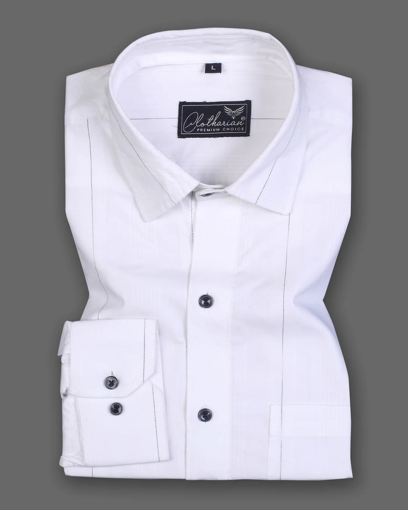 Bright White Premium Formal & Casual Striped Cotton Shirt