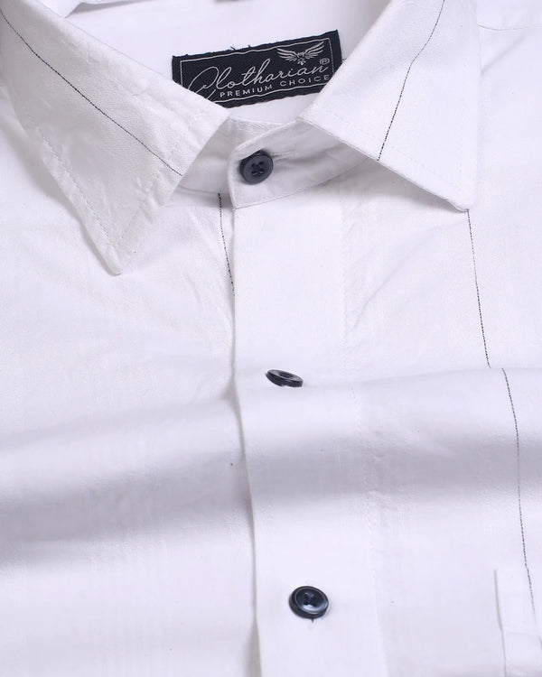 Bright White Premium Formal & Casual Striped Cotton Shirt