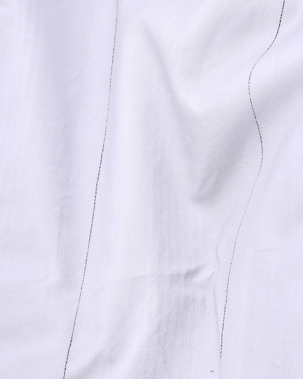 Bright White Premium Formal & Casual Striped Cotton Shirt