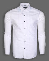 Bright White Premium Formal & Casual Striped Cotton Shirt