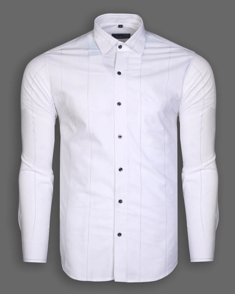 Bright White Premium Formal & Casual Striped Cotton Shirt