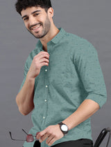 Castleton Green With Flower Print Premium Cotton Shirt