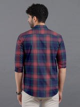 Cinder Navy With Scarlet Red Premium Checks Shirt