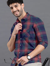 Cinder Navy With Scarlet Red Premium Checks Shirt