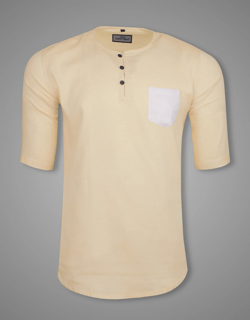 Double Cloth Sand Color Short Sleeve Kurta Shirt