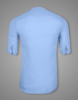 Double Cloth Sky Blue Color Short Sleeve Kurta Shirt