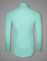 Middle Blue Green Solid Premium Cotton Shirt