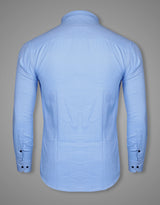 Men Solid Casual Blue Premium Cotton Shirt