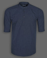 Granite Grey Space Dyed Super Soft Short Sleeve Kurta Shirt