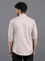 Light Brown With White Checked Premium Giza Cotton Shirt