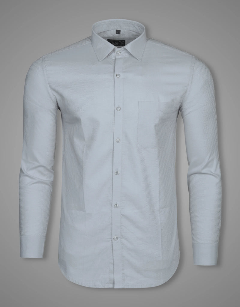 Solid Formal Still Grey Doted Premium Cotton Formal Shirt