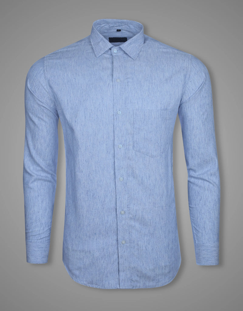 Mischka Blue Chambray Textured Premium Cotton Shirt