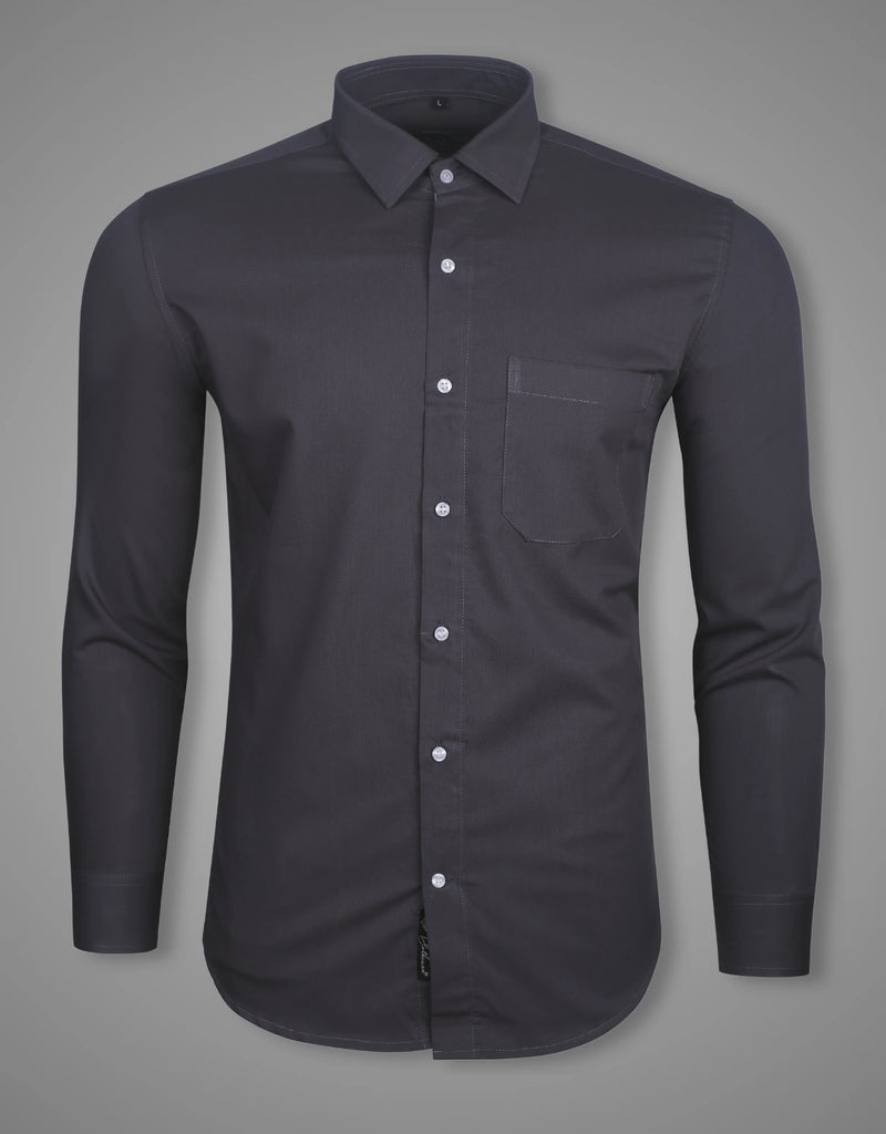 Grey Solid Water Resistance Premium Cotton Formal Shirt