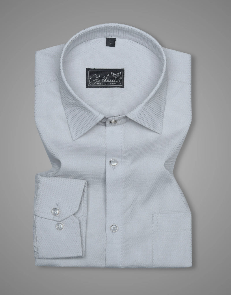 Solid Formal Still Grey Doted Premium Cotton Formal Shirt