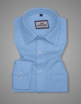 Sky Blue Double Cloth Premium Cotton Formal Shirt