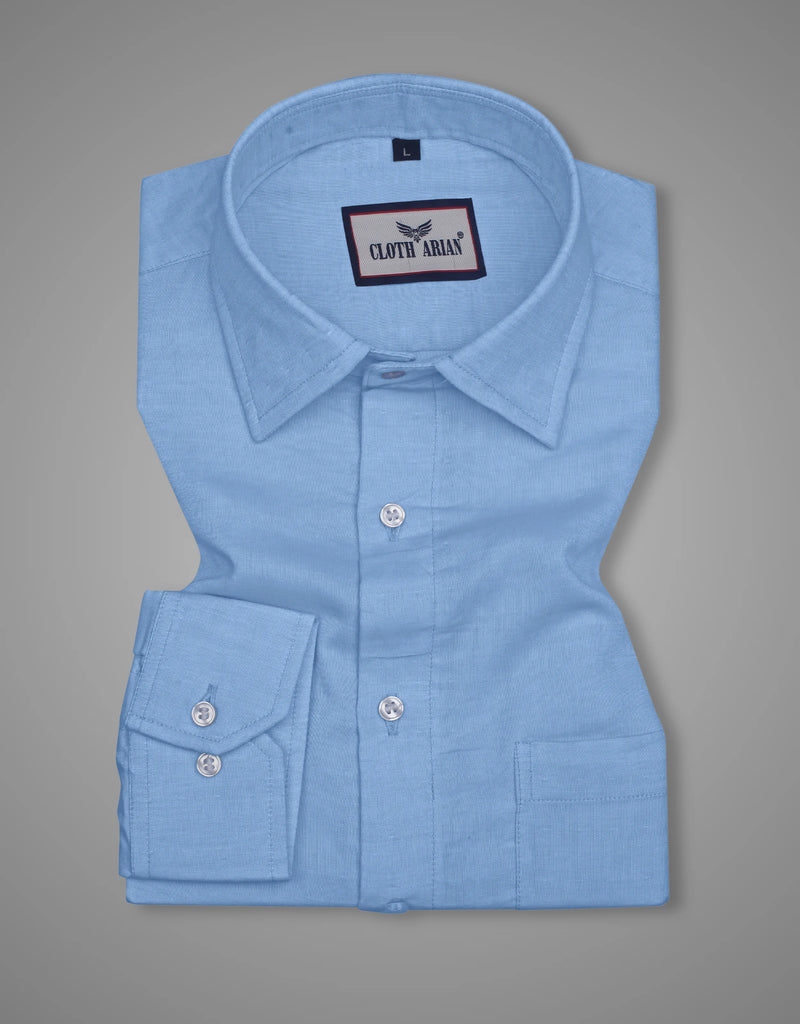 Sky Blue Double Cloth Premium Cotton Formal Shirt