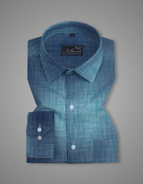 Moroccan Blue Space Dyed Premium Cotton Shirt