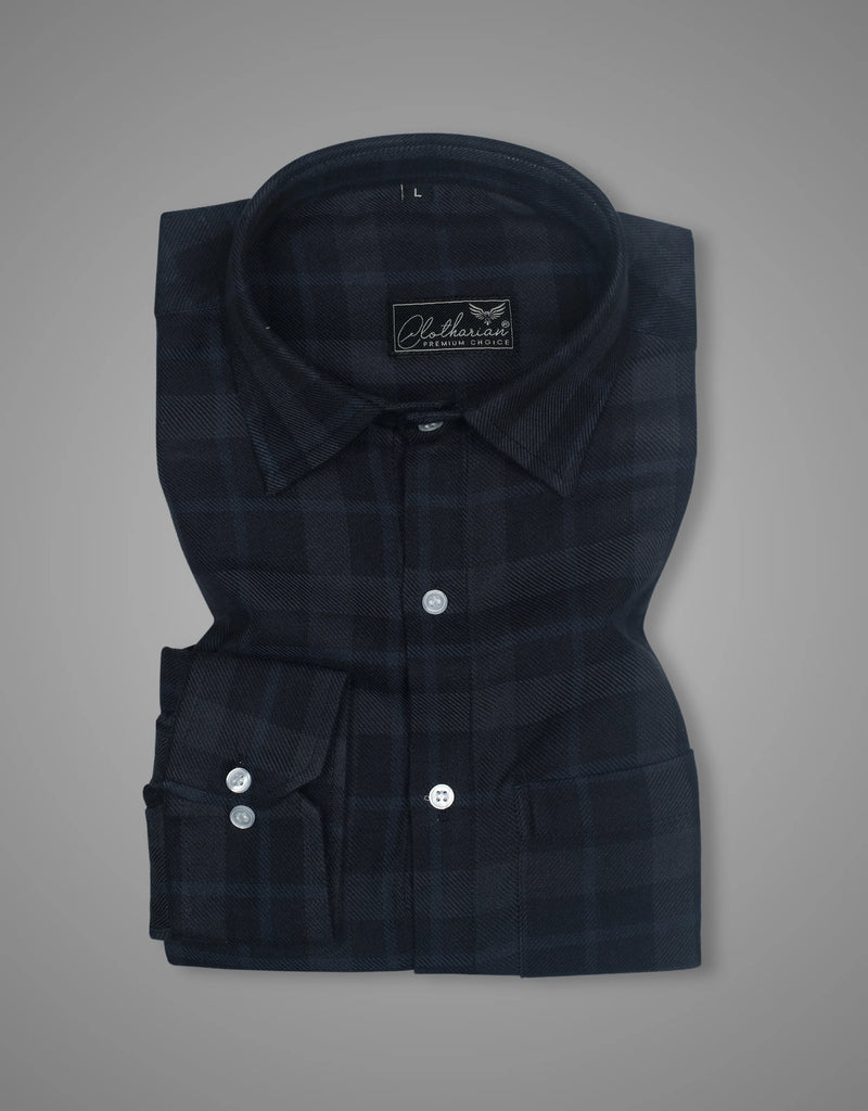 Divine Black Twill Checks Premium Formal Shirt