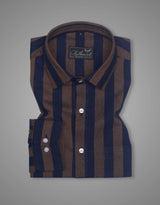 Brown Blue Oxford Striped Men’s Formal Shirt