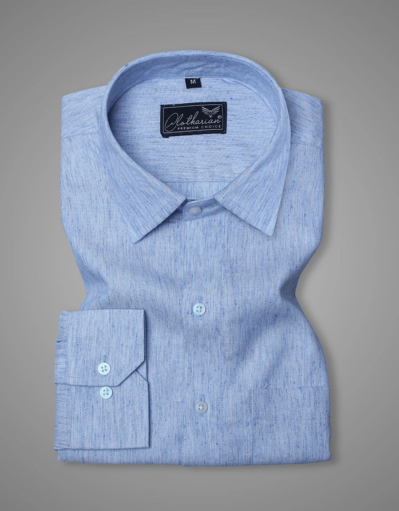 Mischka Blue Chambray Textured Premium Cotton Shirt