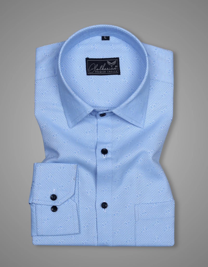 Men Solid Casual Blue Premium Cotton Shirt