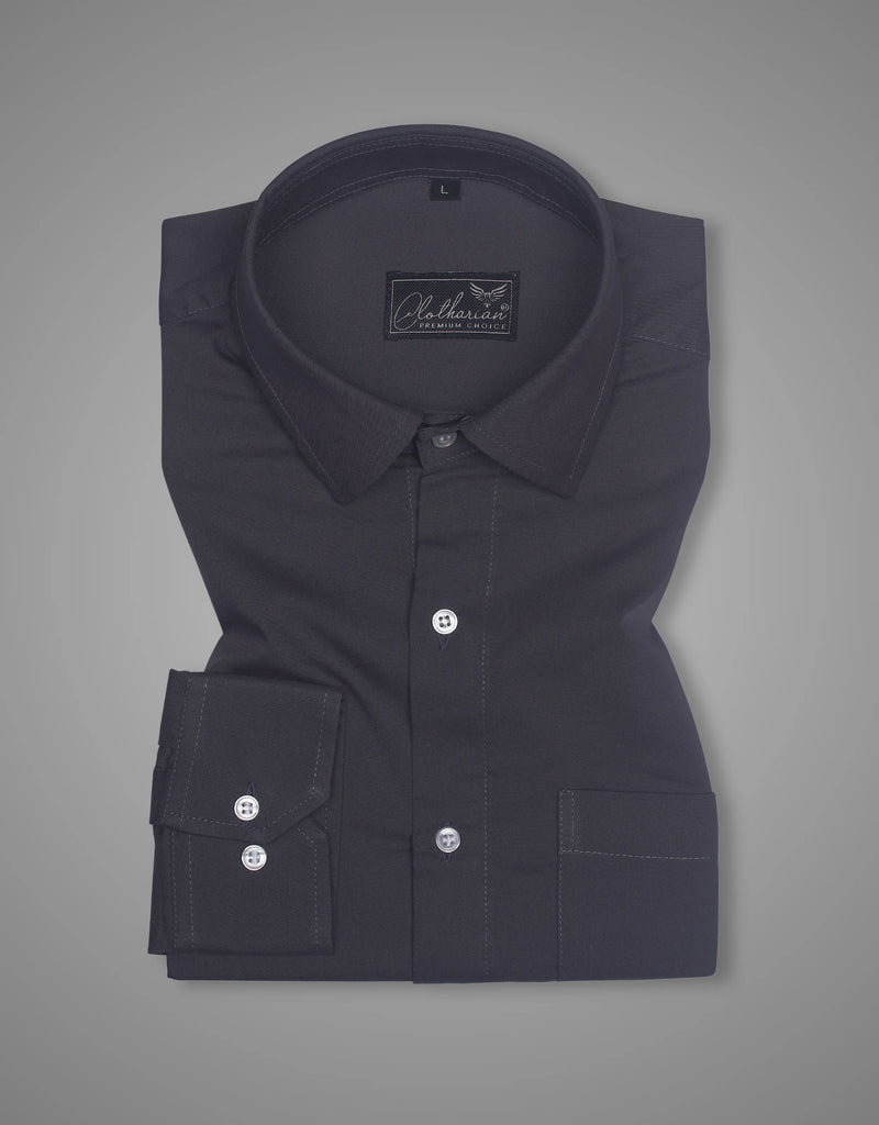 Grey Solid Water Resistance Premium Cotton Formal Shirt