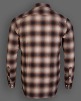 Ferra Brown And Cream Double Pocket Casual Plaid Checks Cotton Shirt