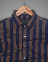 Brown Blue Oxford Striped Men’s Formal Shirt