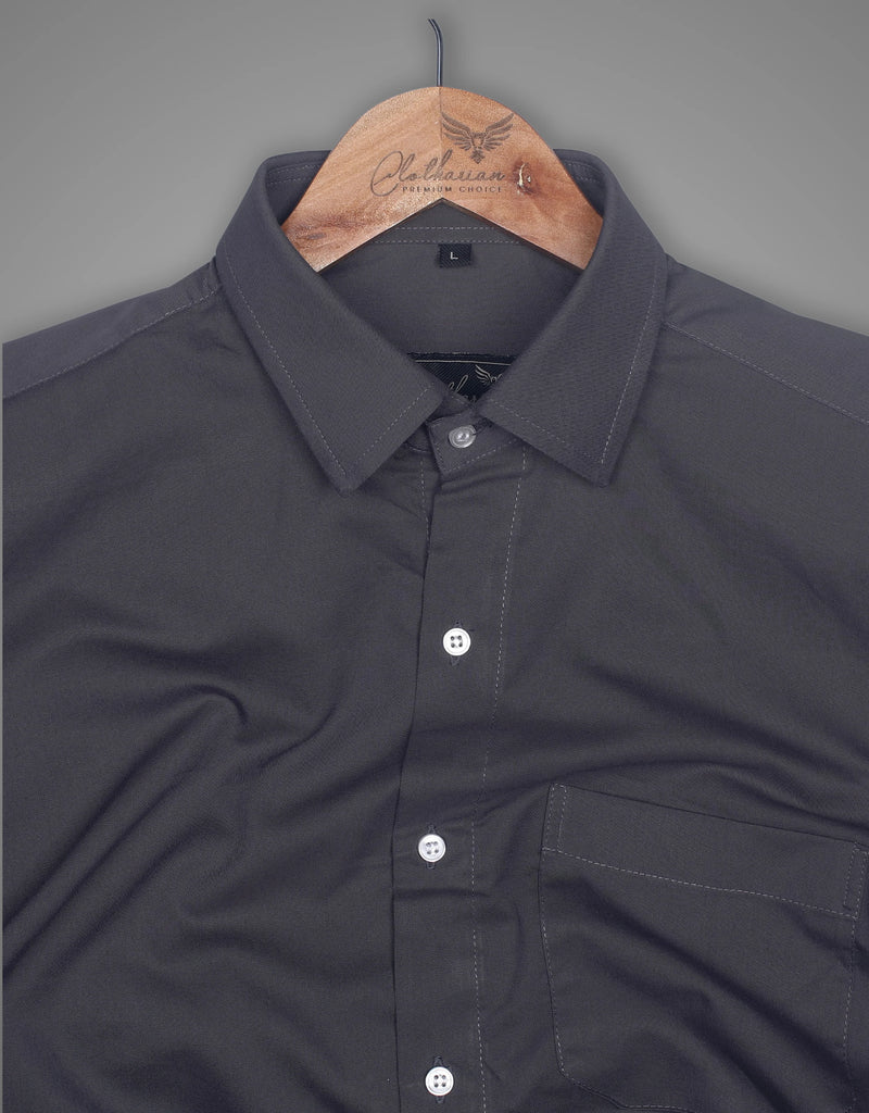 Grey Solid Water Resistance Premium Cotton Formal Shirt