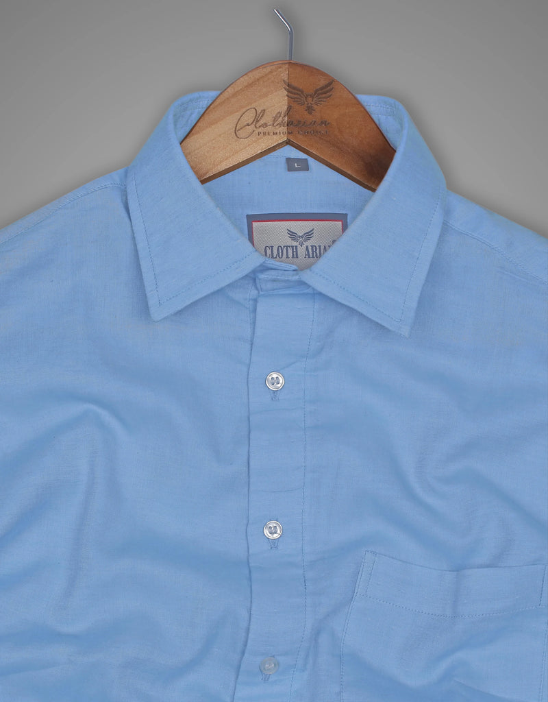 Sky Blue Double Cloth Premium Cotton Formal Shirt