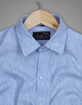 Mischka Blue Chambray Textured Premium Cotton Shirt