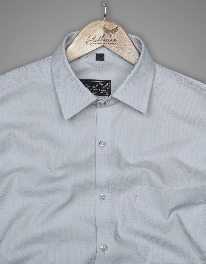 Solid Formal Still Grey Doted Premium Cotton Formal Shirt