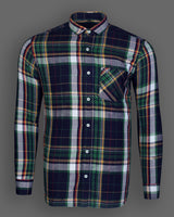 Dark Green With Multicolored Plaid Checks shirt