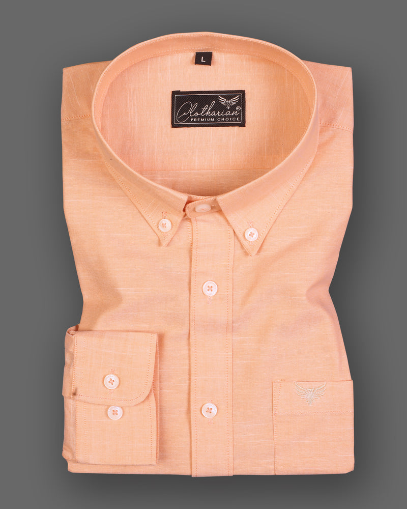 Nova Orange Solid Button Down Premium Cotton Formal Shirt