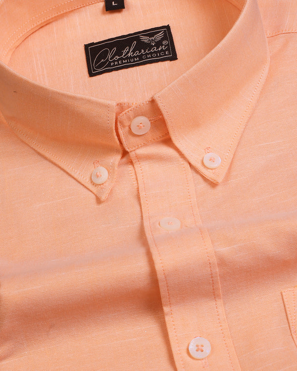 Nova Orange Solid Button Down Premium Cotton Formal Shirt