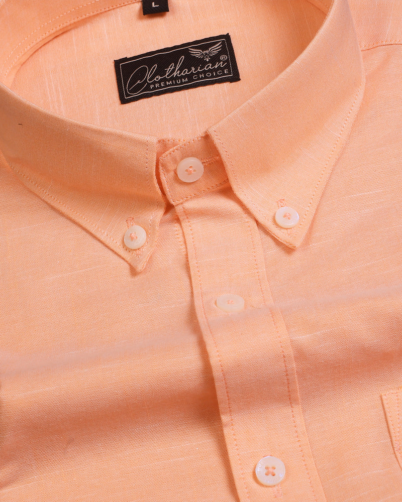 Nova Orange Solid Button Down Premium Cotton Formal Shirt