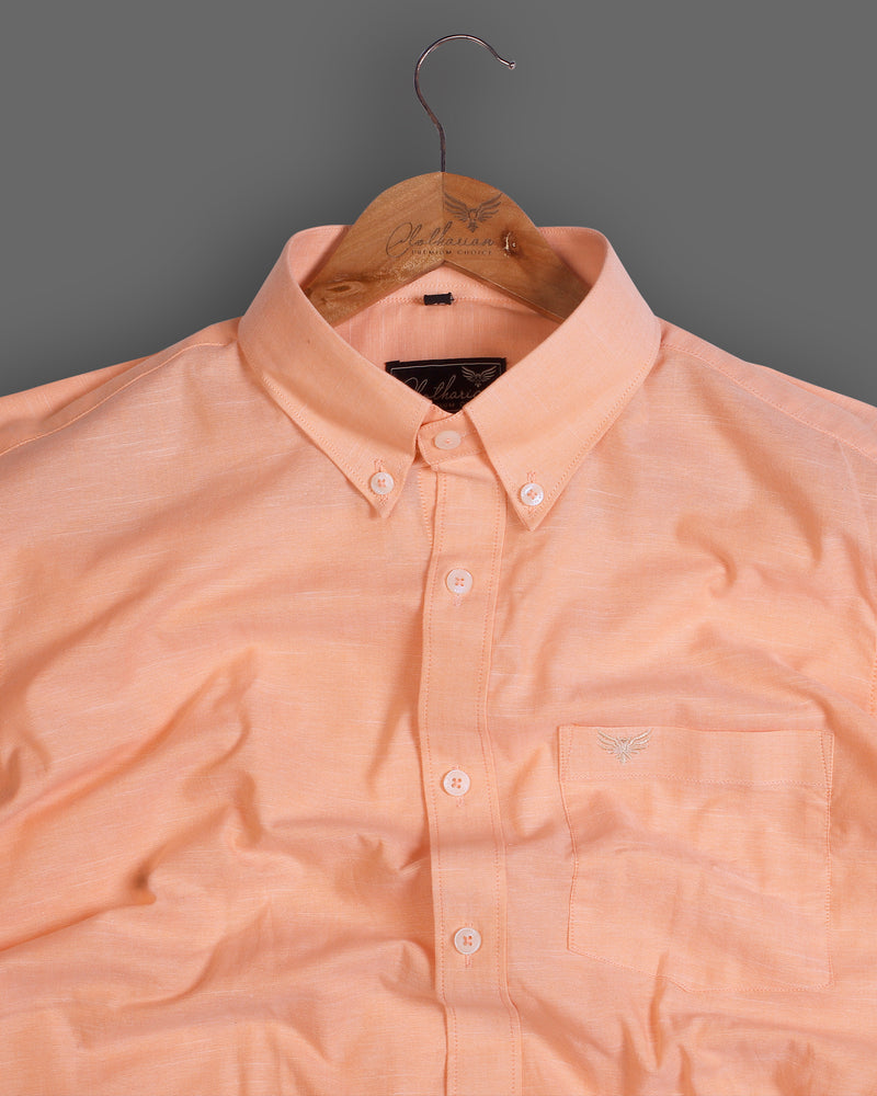 Nova Orange Solid Button Down Premium Cotton Formal Shirt