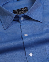 Dark Blue Pin Dot Texture Dobby Cotton Formal Shirt