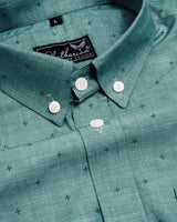 Castleton Green With Flower Print Premium Cotton Shirt