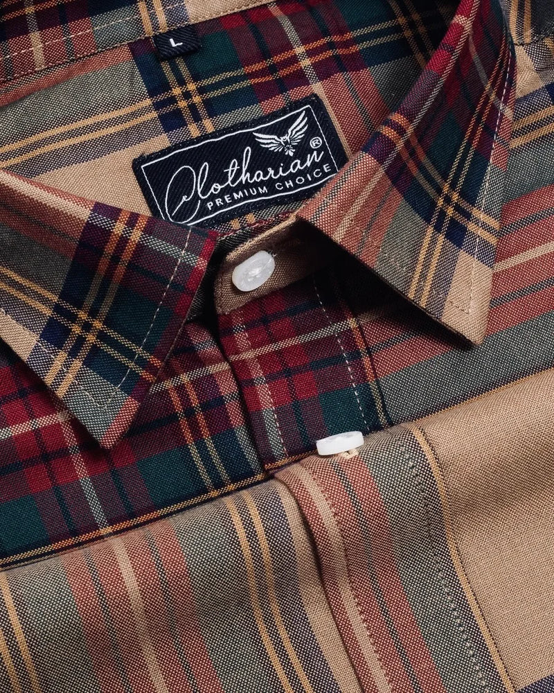 Chocolate Brown With Multy Checks Premium Cotton Shirt