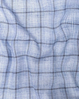 Powder Blue With Black Checks Premium Super Soft Dobby Cotton Shirt