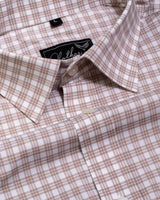 Light Brown With White Checked Premium Giza Cotton Shirt